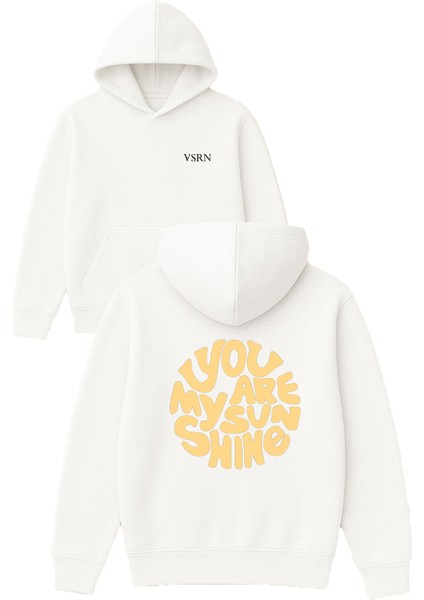 You Are My Tasarım Baskılı Oversize Beyaz Kapüşonlu Sweatshirt