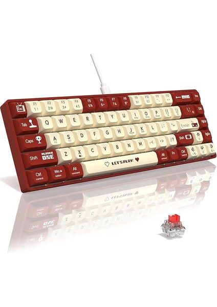 AK680 Kırmızı Switch Hot-Swap Kablolu Klavye Rainbow Light Type C Kablolu (Kırmızı Switch)