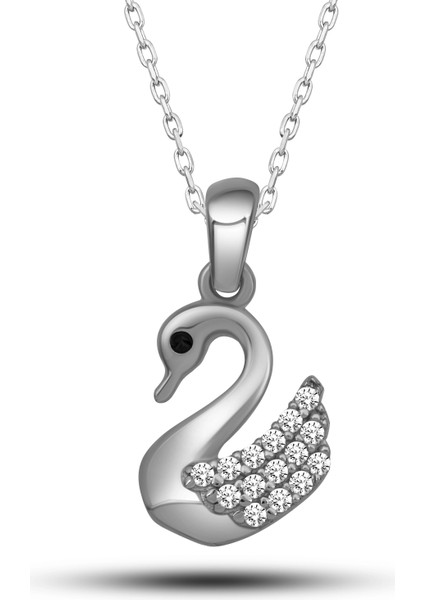 Gümüş Zarif Kuğu Kadın Kolye