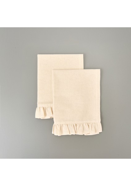 Soft Fırfırlı 2'li Amerikan Servis - Ekru - 35X50 cm