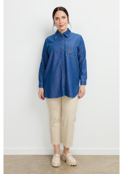 Büyük Beden Cep Detay Kot Tunik-Lacı modelleri