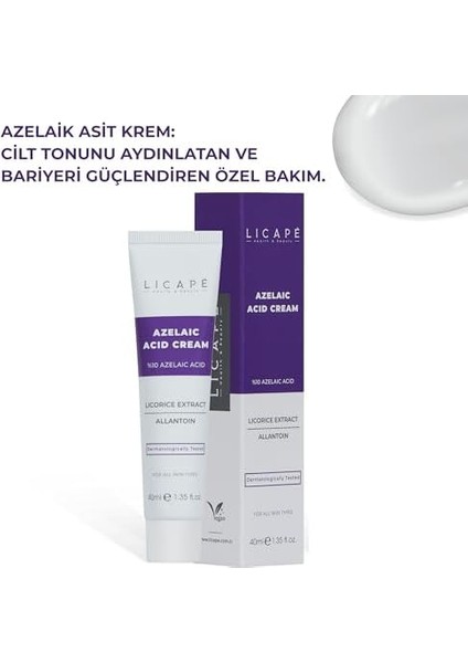 Licape Cilt Sakinleştirici%10 Azelaik Asit Krem – Cilt Tonu Eşitleyici, Nem Desteği ve Bariyer Güçlendirici Yüz Kremi fiyatları