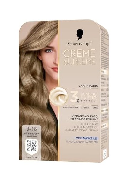 Schwarzkopf Creme Supreme Saç Boyası 8-16 Küllü Soğuk Koyu Sarı fiyatları