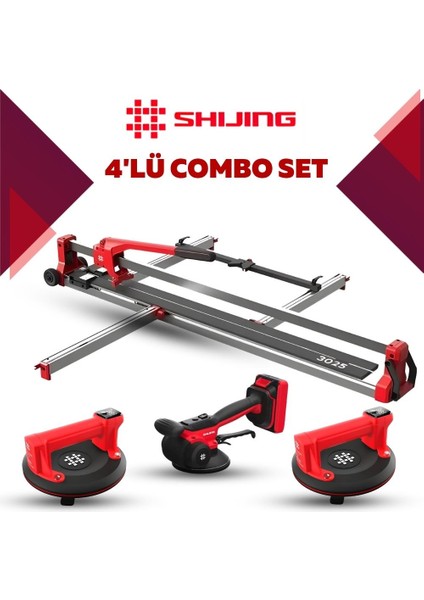 Shıjıng Tools Manuel Kesici Dijital Vantuz ve Fayans Vibratörü 4'lü Pro Set