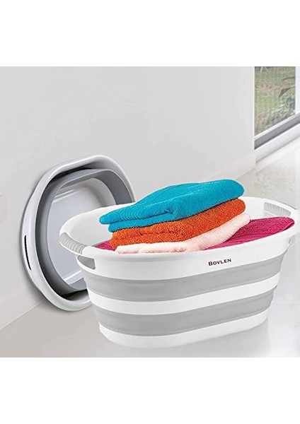 Katlanabilir Çamaşır Sepeti - Katlanır Çamaşır Sepeti - Gri - 54,5X39X8 cm - Pp+ modelleri