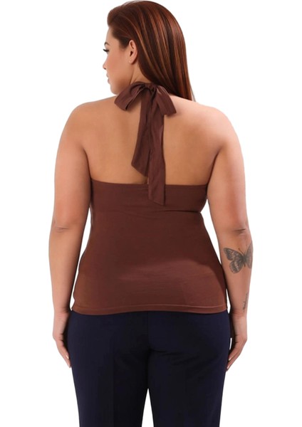 Kadın Vücuda Oturan Halter Yaka Pamuklu Örme Üst Kaliteli Şık Rahat Modern Zarif Günlük modelleri