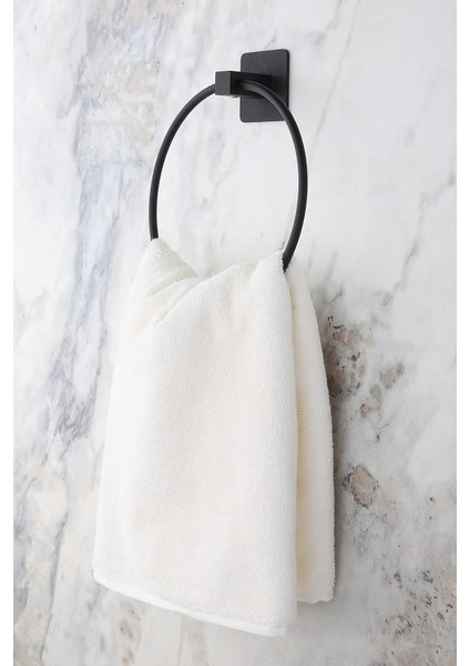 Yapışkanlı Siyah Kare Yuvarlak Havluluk Havlu Askısı