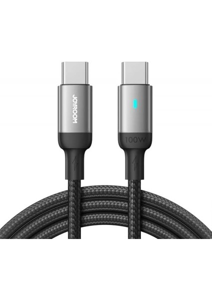 Jr - S-CC100A10 Extraordinary Serisi Hızlı Şarj Veri Kablosu, 100 W, Tip C - C Tipi, 1,2 M Siyah
