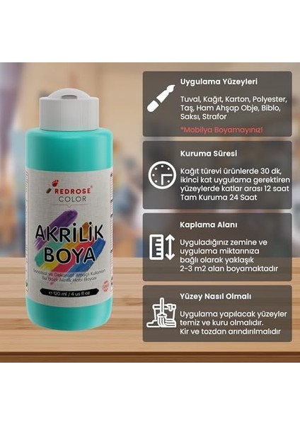 Rose Turkuaz Akrilik 120 ml fiyatları