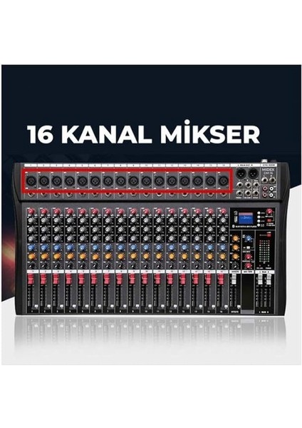 Mix Dm-16 Deck Mikser 16 Kanal Ses Mikseri (Bluetooth USB Efekt) fiyatları