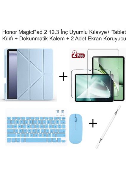 Yesnıce Honor Magicpad 2 12.3 Inç Uyumlu Standlı Kılıf ve Dokunmatik Kalem ve Klavye ve Mouse