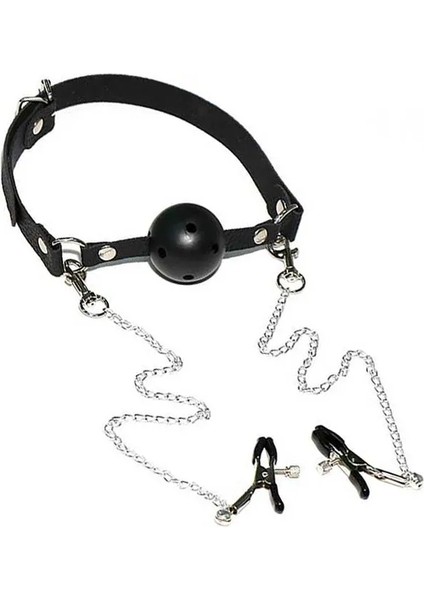 Noxxx Ağız Topu ve Göğüs Klipsi Delikli