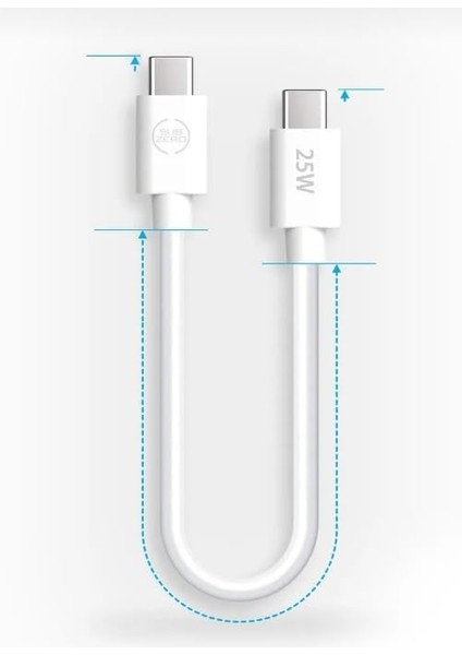 Elektronik 25 cm 20W Hızlı Type C Şarj Kablosu Çift Taraflı Type-C To Type-C Pd Şarj Kablo, Iphone 15 16 Pro Uyumlu