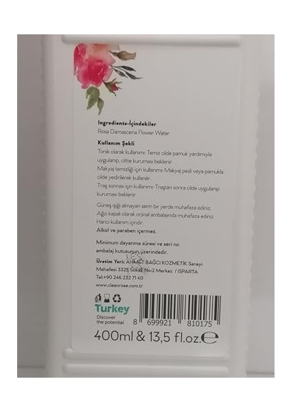 Cleanrose Gül Suyu 400ML modelleri