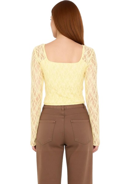 Genç Kadınlar Için Kare Yaka Düğmeli Uzun Kollu Vücuda Oturan Örme Üst Kaliteli Şık Rahat Modern modelleri