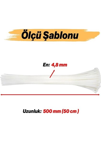 Adet Cırt Kelepçe 4,8X500 mm Plastik Beyaz Renk Zip Kablo Bağı Çok Amaçlı Bağlama modelleri