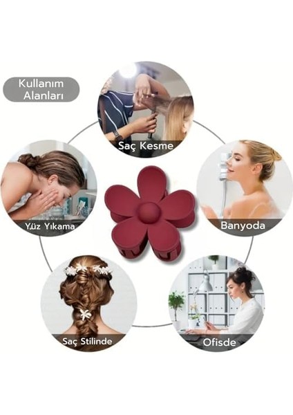 Kadın 5&apos;li Papatya Toka Seti, Lastik Toka Seti, Toka Organizer, Toka, Kız Çocuk Toka, Kadife Toka 5&apos;lü Set