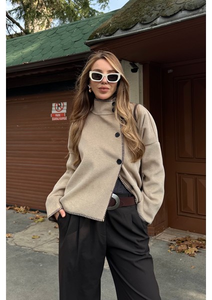 Bej Dikiş Detaylı Ceket - 85165