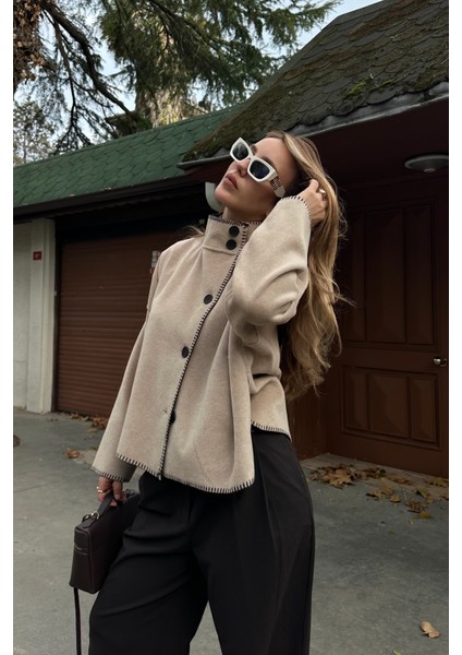 Bej Dikiş Detaylı Ceket - 85165 indirimleri