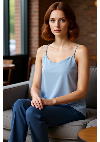 Kadın Basic Ince Askılı V Yaka Dokuma Bluz Yaz Modasının Vazgeçilmezi Kaliteli Şık Rahat Modern fırsatları