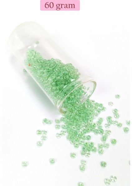 Litaetrend Dökme Cam Kum Boncuk (8/0) 3 mm - 60 Gram - Şeffaf Açık Yeşil - BNC191
