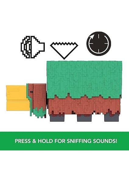 Minecraft Sniffer Aksiyon Figürü, Oyuna Doğru Sesler ve Pikselli Tasarımlı 3,25 Inç Ölçekli indirimleri