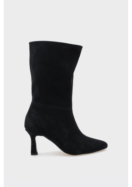 Lita Siyah Hakiki Deri Süet Bayan Çizme