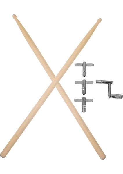 1 Takım Davul Anahtarı ve Davul Çubukları Dayanıklı Profesyonel Aksesuarı Konforlu Handle ile Akort Aracı