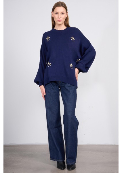 K26 9052 Lacıvert Kadın Denız Kabuklu Salas Kazak fiyatları