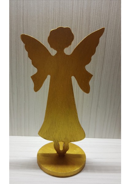 Evlilik Yıl Dönümü Hediyesi Kız Arkadaşa Doğum Günü Hediyesi Ahşap Melek Figürü-Gold