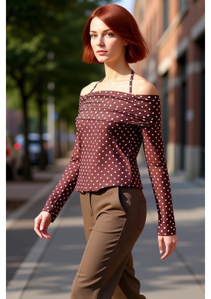 Kadın Dokulu Ispanyol Kol Bluz Şık ve Zahmetsiz Günlük Giyim Kaliteli Şık Rahat Modern