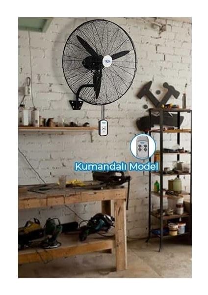 HEF-DK750 210W 75 cm Siyah 3 Kanat Kumandalı Sanayi Tipi Duvar Vantilatörü fiyatları