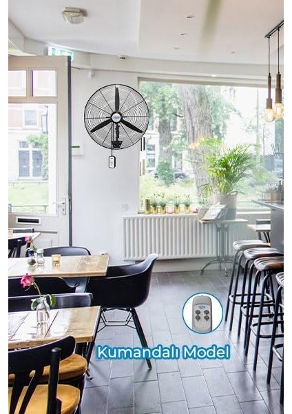 HEF-DK750 210W 75 cm Siyah 3 Kanat Kumandalı Sanayi Tipi Duvar Vantilatörü fırsatları