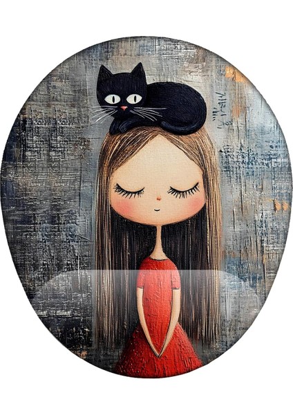 Kız ve Kedi Bilek Destekli Mouse Pad