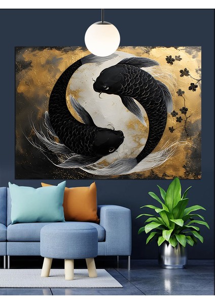 Yin Yang Denge Balık Sanat Dekoratif Kanvas - Mdf Ahşap Tablo fiyatları