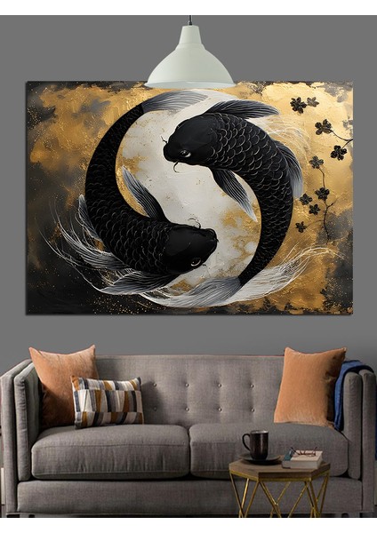 Yin Yang Denge Balık Sanat Dekoratif Kanvas - Mdf Ahşap Tablo indirimleri