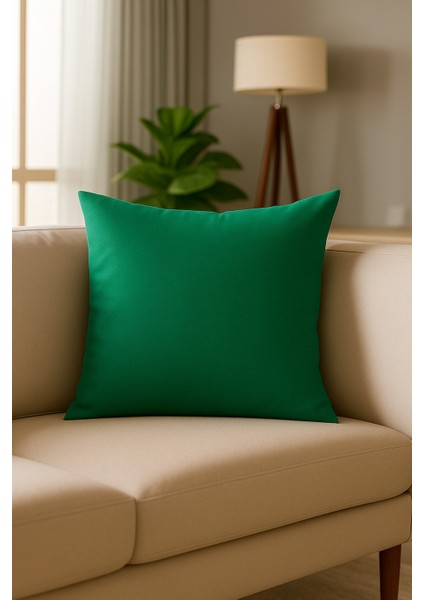 Emberline Keten Dekoratif Kırlent Kılıfı 50X50 cm (Kırmızı - Yeşil)