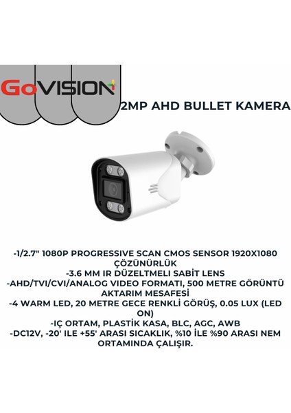 19`li 2mp 3.6 Lensli Ahd Kamera Seti modelleri