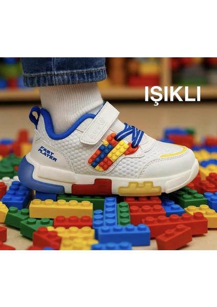 Cool Heros-Ptk 26/30 LEGO Desenli Işıklı Cırtlı Sneaker Spor Ayakkabı
