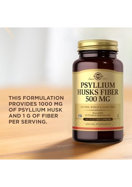 Solgar Psyllium Husks Fibre 500 Mg 200 Kapsül Aromasız Renkli