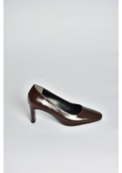 V820522760 Kahverengi Rustik Kalın Topuklu Kadın Ayakkabı