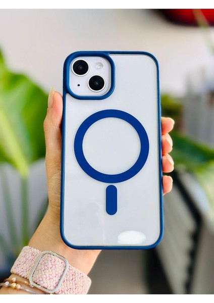 Go Aksesuar 13-14 ve 15 ile Uyumlu Magsafe Özellikli Renkli Şeffaf Kılıf