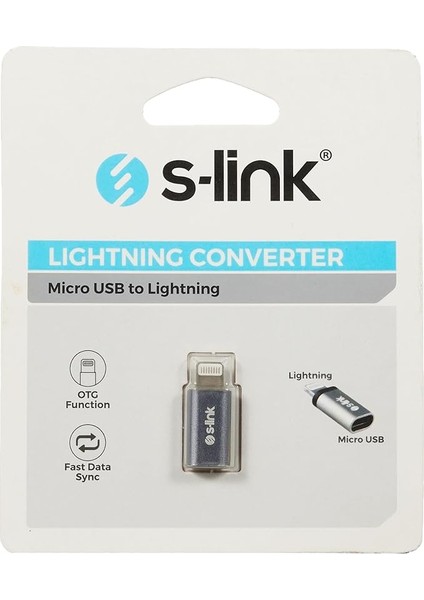 SL-TA20M Gümüş Metal Gövde Microusb 5pin F To Lightning M Çevirici