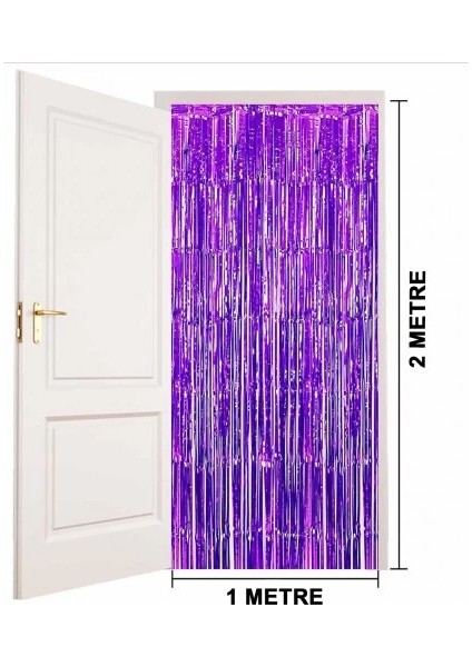 Mor Ekstra Metalize Saçaklı Arka Fon Perde fırsatları