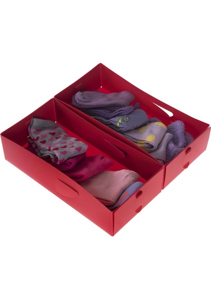 Çekmece Içi Düzenleyici 2 Adet Pvc Kırmızı Kutu