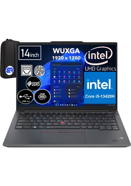 Thinkpad E14 Gen 5 21JK00KTTXEP4 I5-13420H 24GB Ram 1tb SSD UHD Graphics 14" Wuxga + Elektropasaj Çanta