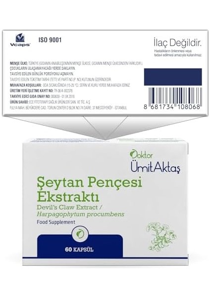 Dr. Ümit Aktaş Şeytan Pençesi - Devil's Claw - 60 Bitkisel Kapsül modelleri