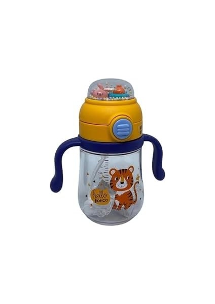 260ML Pipetli Sevimli Arkadaşlar Desenli Çıngıraklı Akıllı Pipet Toplu Tritan Su Matarası (Sarı-Lacivert) fiyatları