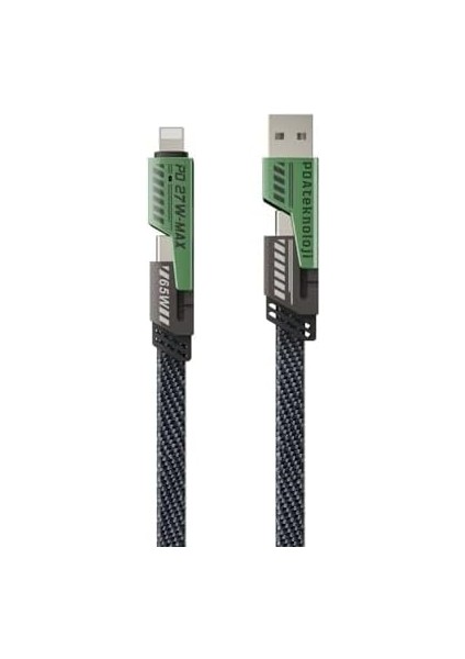 Azeada 4 In 1 4&apos;lü 65W USB Type-C ve Örgülü Şarj ve Kablosu - 1.5m Siyah AZ-B10TH (Car Play Destekler) fiyatları