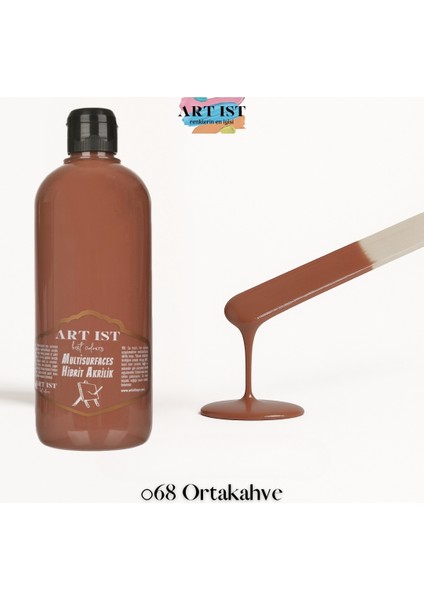 Multisurfaces Hibrit Akrilik Boyalar 500ML - 068 Orta Kahve